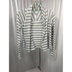 GIRLS Youth 90 Degree Girl Sz M 10 Gray Striped Open Sweatshirt Cardigan Top